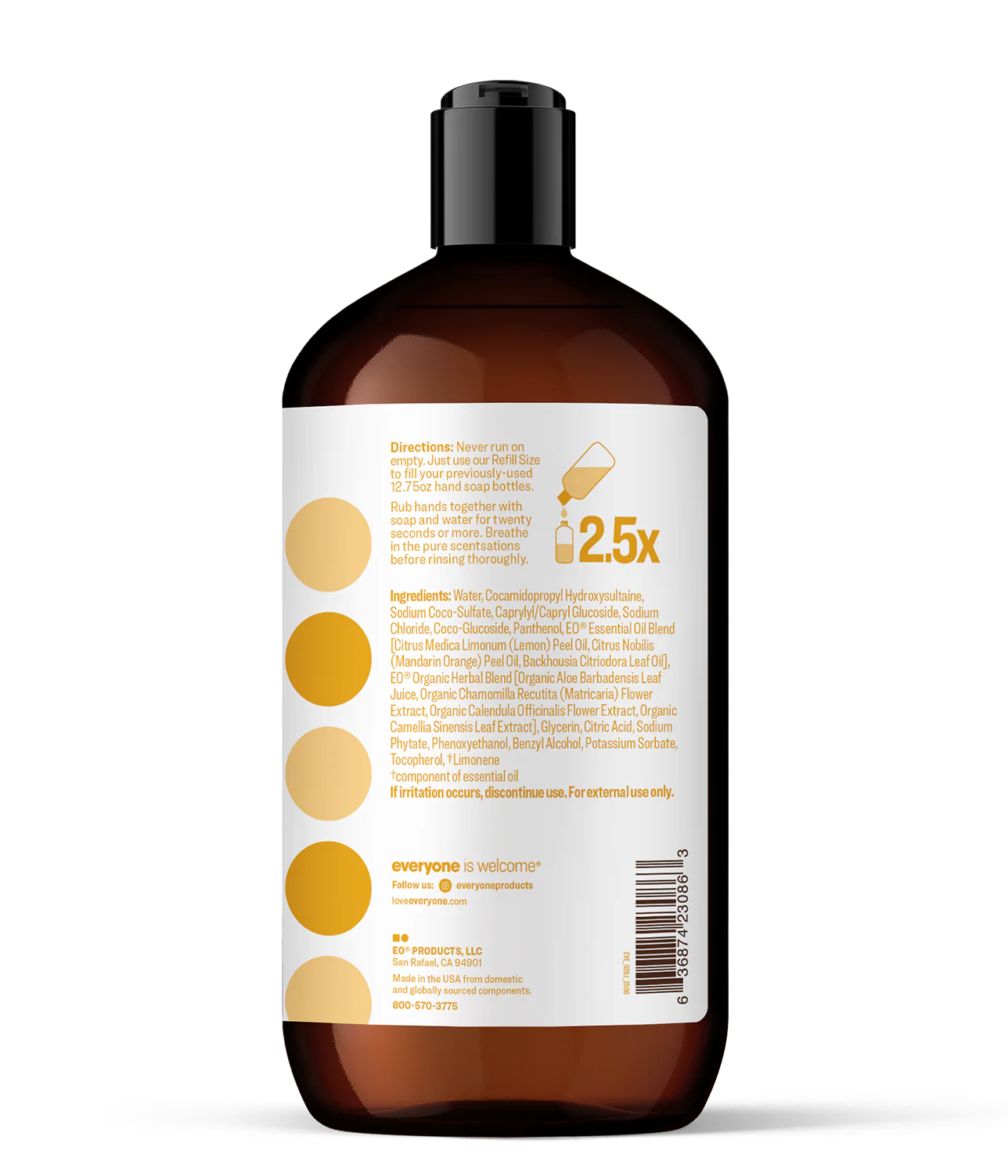 Meyer Lemon + Mandarin Hand Soap 32 oz Refill Case Pack of 6 - Image 3